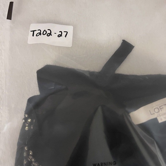 Ann Taylor Loft Sweater Womens Medium Black Rhinestone Neckline 3/4 Sleeve Knit - Picture 8 of 8